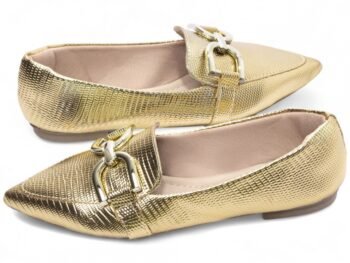Sapatilha Mocassim Feminino Bico Fino Dourada Torricella AVS 153C
