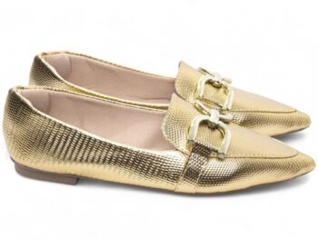 Sapatilha Mocassim Feminino Bico Fino Dourada Torricella AVS 153C