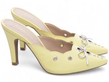 Sapato Scarpin Mule Salto Alto Fino Amarelo Torricella AVS 67078C