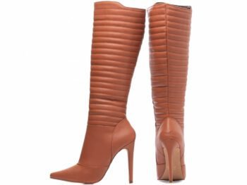 Bota Bico Fino Salto 12 Cano Alto Caramelo Torricella AVS 80005A