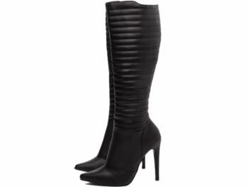 Bota Bico Fino Salto 12 Cano Alto Preto Torricella AVS 80005B