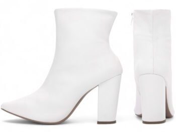 Bota Cano Curto Brancao Salto Quadrado Grosso AVS 65-04B