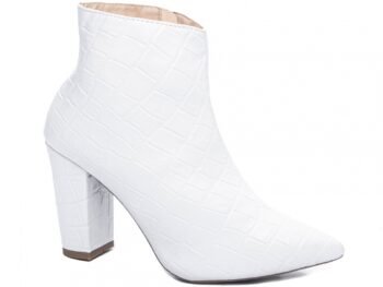 Bota Feminina Bico Branca Salto Alto Cano Baixo AVS 50B-D