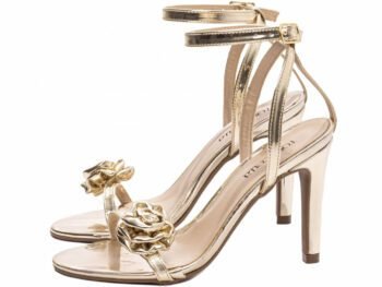 Sandália Feminina Salto Alto Fino Dourado AVS 300.96B