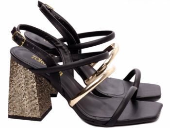 Sandália Feminina Salto Alto Grosso Dourado Torricella AVS 030A