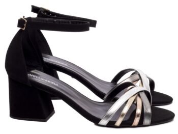 Sandália Preta Salto Bloco Grosso Baixo AVS AR200-05A_AR