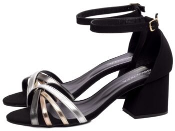 Sandália Preta Salto Bloco Grosso Baixo AVS AR200-05A_AR