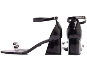 Sandália Salto Bloco Grosso Baixo Preto e Vinil AVS AR200-01A_AR 