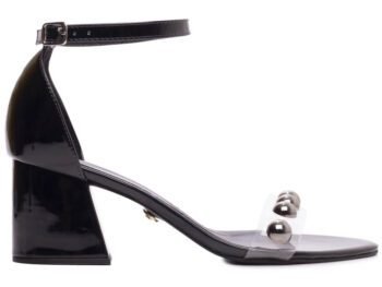 Sandália Salto Bloco Grosso Baixo Preto e Vinil AVS AR200-01A_AR 