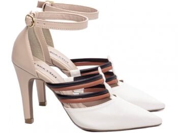 Sandália Scarpin Madrinha Bege Sapato Salto AVS 66082I