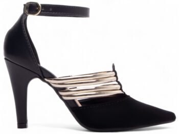 Sandália Scarpin Preto Noiva Sapato Salto Médio AVS 66082B