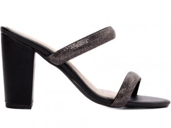 Sandália Tamanco Feminino Salto Grosso Strass AVS 8099A