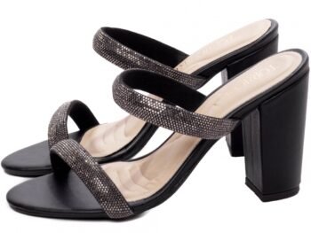 Sandália Tamanco Feminino Salto Grosso Strass AVS 8099A