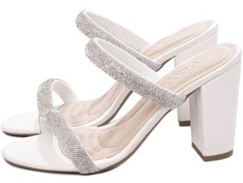 Sandália Tamanco Feminino Salto Grosso Strass AVS 8099C