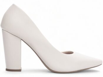 Sapato Scarpin Abertura Lateral Salto Off White Grosso AVS 65-05B