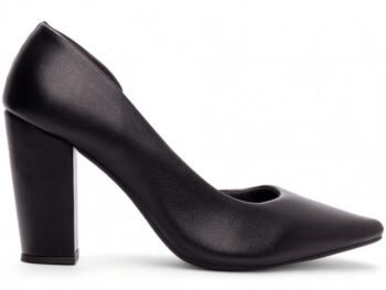 Sapato Scarpin Abertura Lateral Salto Preto Grosso AVS 65-05A