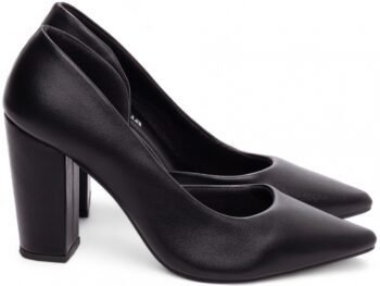Sapato Scarpin Abertura Lateral Salto Preto Grosso AVS 65-05A