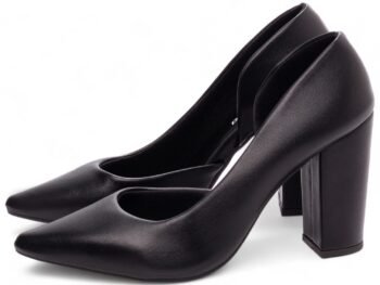 Sapato Scarpin Abertura Lateral Salto Preto Grosso AVS 65-05A