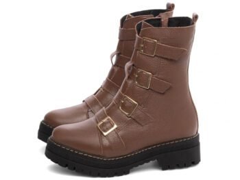 Bota Coturno Sola Tratorada Couro Marrom Torricella AVS 23B