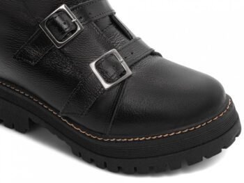 Bota Coturno Sola Tratorada Couro Preto Torricella AVS 23A