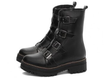 Bota Coturno Sola Tratorada Couro Preto Torricella AVS 23A