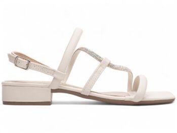 Sandália Feminina Salto Baixo Off White AVS 1.005C