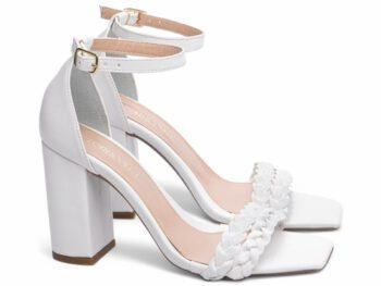 Sandália Salto Alto grosso Feminina Branco AVS FST033C
