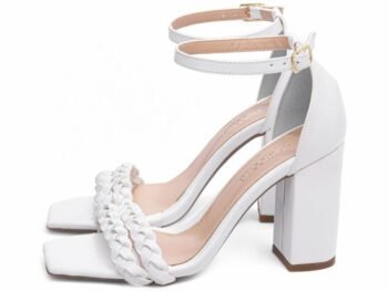 Sandália Salto Alto grosso Feminina Branco AVS FST033C