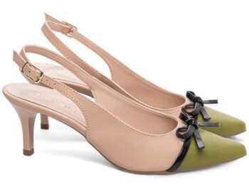 Sapato Scarpin Salto Fino Médio Laço Verniz Bege Torricella AVS 600.19D