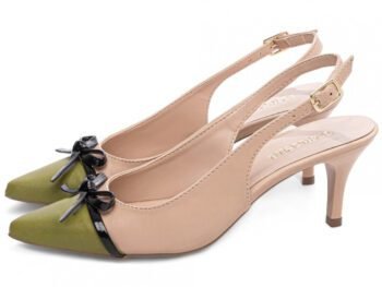 Sapato Scarpin Salto Fino Médio Laço Verniz Bege Torricella AVS 600.19D