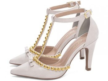 Sapato Scarpin Salto Fino Médio Off White Torricella AVS 66080C