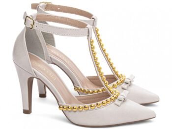 Sapato Scarpin Salto Fino Médio Off White Torricella AVS 66080C
