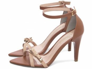 Sandália Feminina Salto Médio Fino Bege e Caramelo Torricella AVS 2056C
