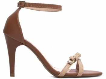 Sandália Feminina Salto Médio Fino Bege e Caramelo Torricella AVS 2056C