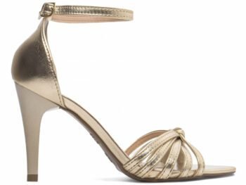 Sandália Feminina Salto Médio Fino Metalizado Ouro Light Torricella AVS 2057B