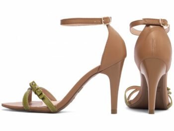 Sandália Feminina Salto Médio Fino Verde e Bege Torricella AVS 2056B