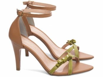 Sandália Feminina Salto Médio Fino Verde e Bege Torricella AVS 2056B