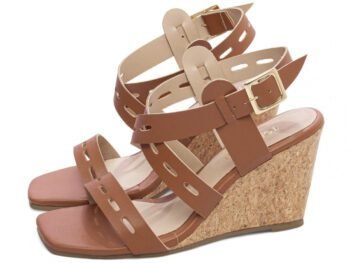 Sandália Plataforma de Cunha Anabela Feminina Caramelo Torricella AVS 4066B