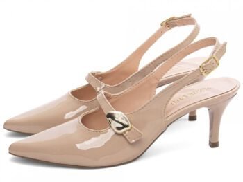 Sapato Scarpin Salto Fino Médio Bege Aplique Dourado Torricella AVS 600.16B