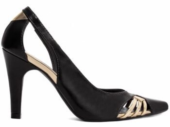 Sapato Scarpin Salto Fino Médio Preto Speechio Ouro Light Torricella AVS 68007A