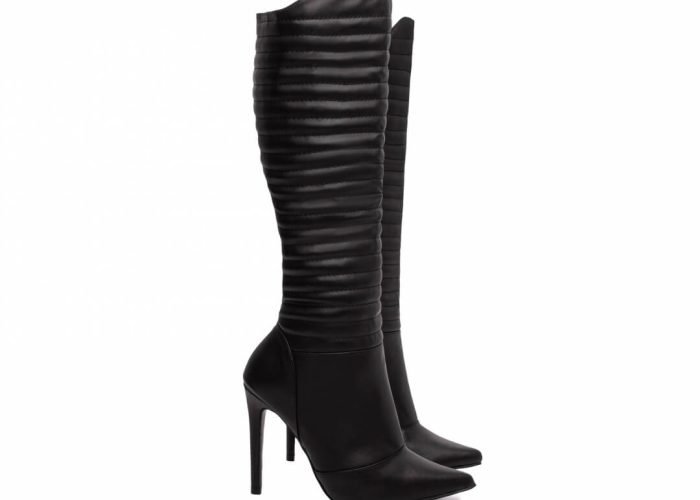 Bota Bico Fino Salto 12 Cano Alto Preto Torricella AVS 80005B