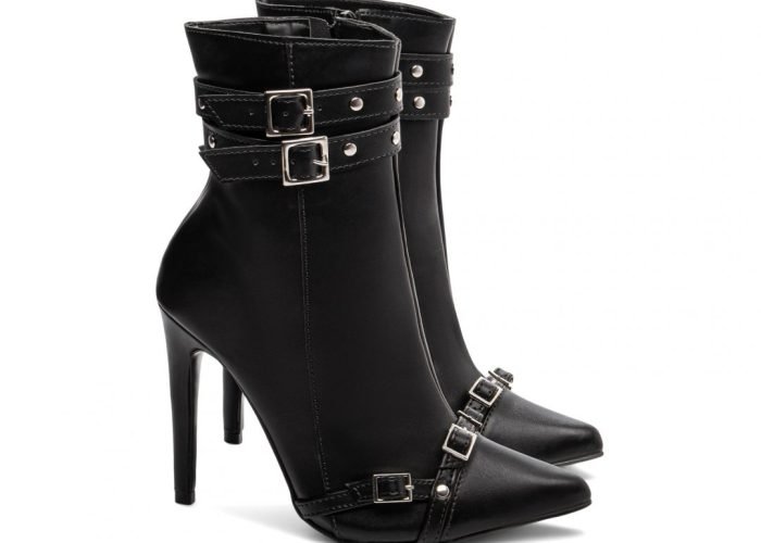 Bota Bico Fino Salto 12 Fno Cano Médio Preto Torricella AVS