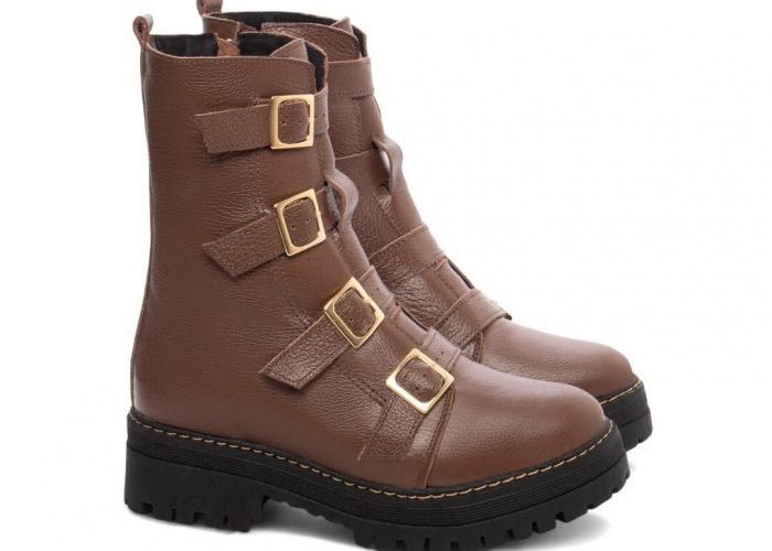 Bota Coturno Sola Tratorada Couro Marrom Torricella AVS 23B