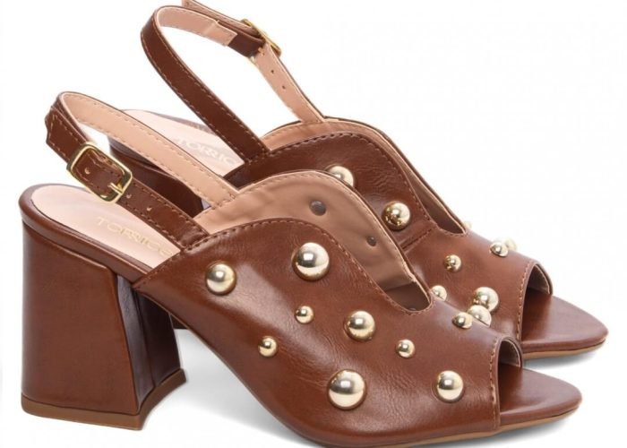 Sandália Ankle Boot Feminina Salto Bloco Grosso Caramelo Torricella AVS 778B