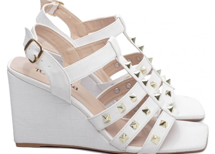 Sandália Feminina Anabela Salto Alto Branca Torricella AVS 1.404B