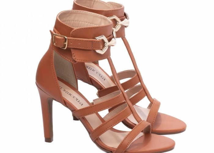 Sandália Feminina Salto Alto Fino Caramelo AVS 301.26B