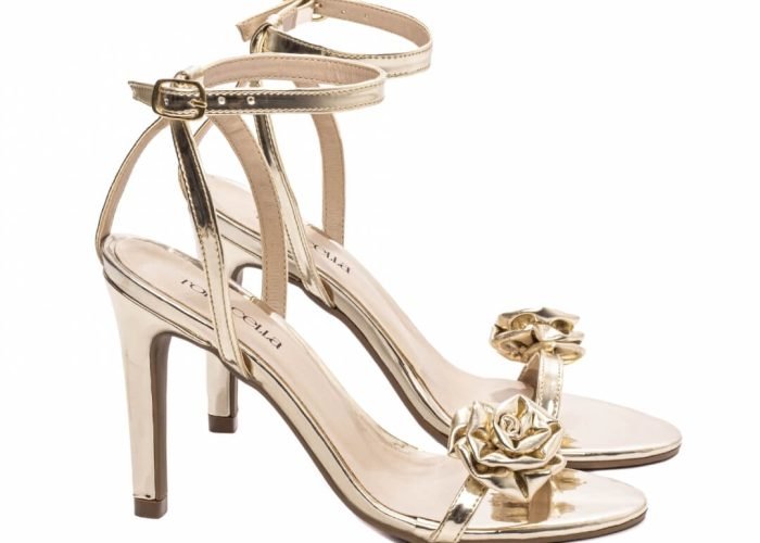 Sandália Feminina Salto Alto Fino Dourado AVS 300.96B