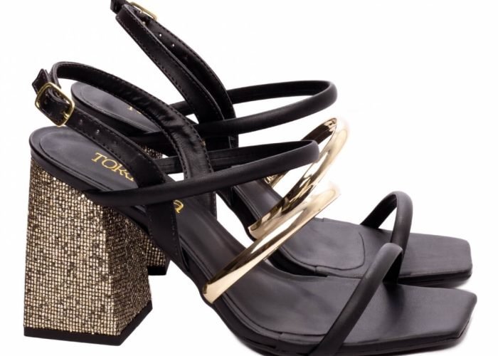 Sandália Feminina Salto Alto Grosso Dourado Torricella AVS 030A