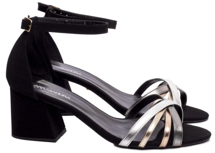 Sandália Preta Salto Bloco Grosso Baixo AVS AR200-05A_AR