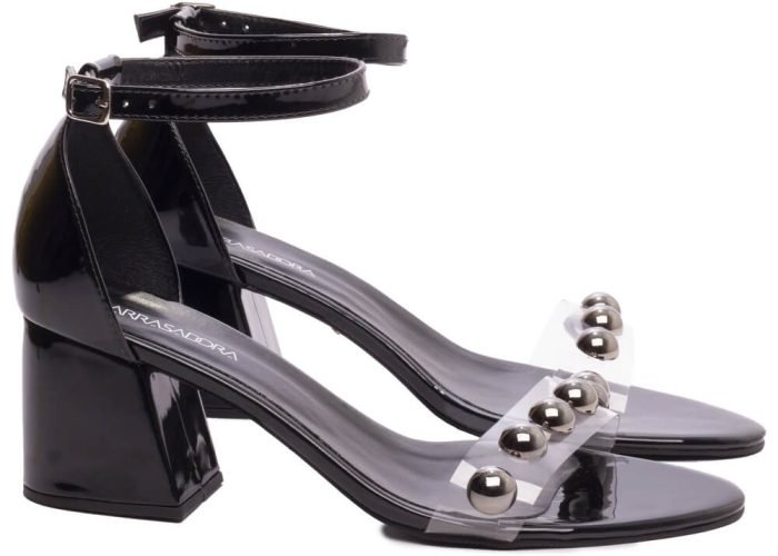 Sandália Salto Bloco Grosso Baixo Preto e Vinil AVS AR200-01A_AR